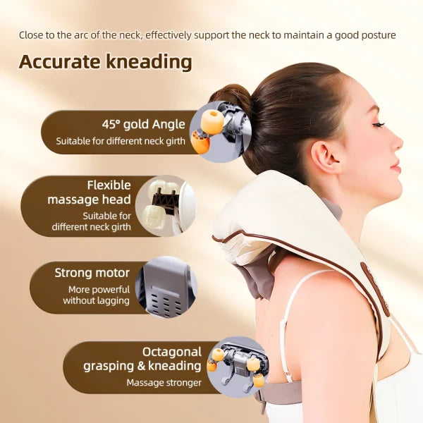 Electric Shoulder Kneading Massager Automatic Neck Back Massager Wireless Back Muscle Trapezius Relaxing Massage Pillow